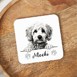 Goldendoodle Dog Hand Drawing Personalised Square Paper Coaster<br><div class="desc">Goldendoodle Dog Hand Drawing Personalised</div>