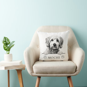 Goldendoodle Dog Hand Drawing Personalized  Cushion