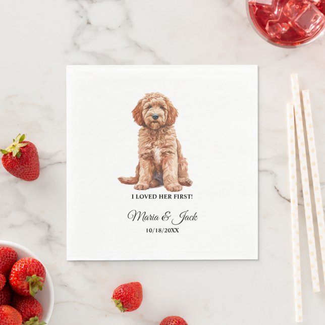 Goldendoodle Dog I Loved Her First Wedding Napkin (Insitu)