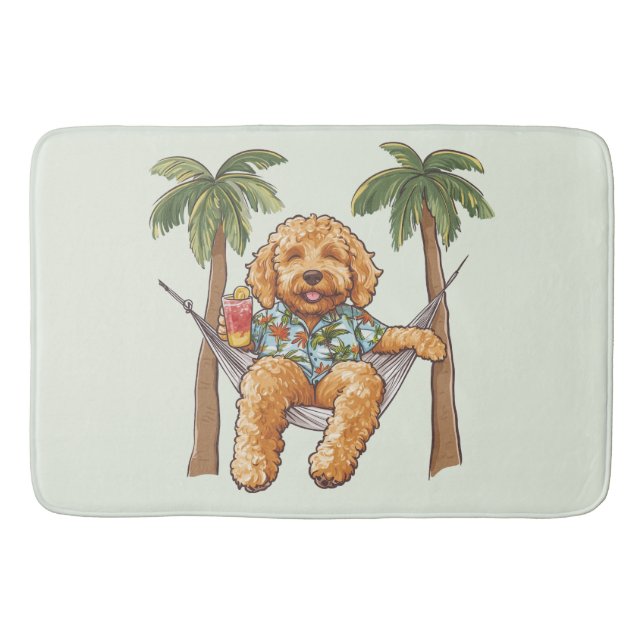 Goldendoodle Dog In Hawaiian Top Bath Mat (Front)