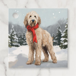 Goldendoodle Dog in Snow Christmas  Favour Tags