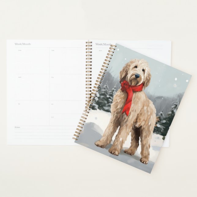 Goldendoodle Dog in Snow Christmas  Planner (Display)