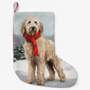Goldendoodle Dog in Snow Christmas  Small Christmas Stocking