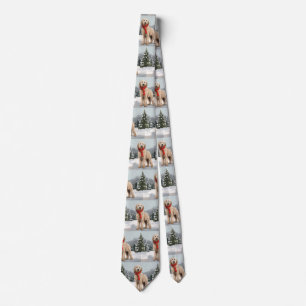 Goldendoodle Dog in Snow Christmas Tie
