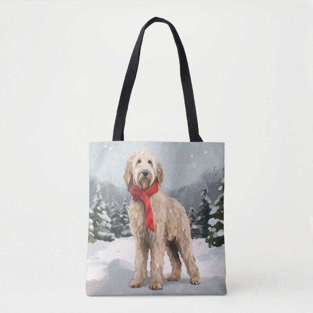Goldendoodle Dog in Snow Christmas  Tote Bag (Front)