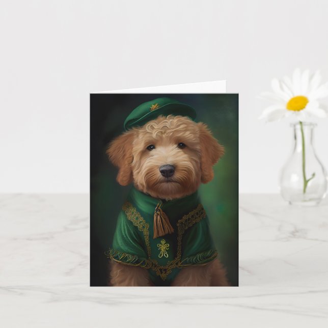 Goldendoodle  Dog in St. Patrick's Day Dress Card (Small Plant)