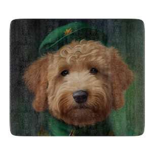 Goldendoodle  Dog in St. Patrick's Day Dress Cutting Board