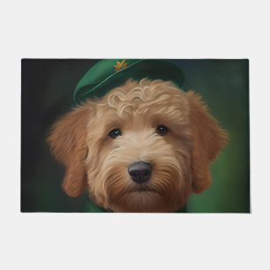 Goldendoodle Dog in St. Patrick's Day Dress Doormat