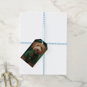 Goldendoodle Dog in St. Patrick's Day Dress Gift Tags