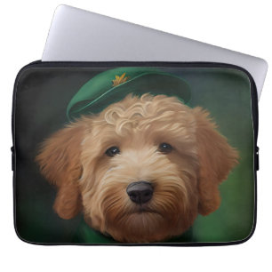 Goldendoodle Dog in St. Patrick's Day Dress Laptop Sleeve