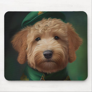 Goldendoodle Dog in St. Patrick's Day Dress Mouse Mat
