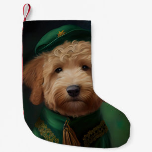 Goldendoodle  Dog in St. Patrick's Day Dress Small Christmas Stocking
