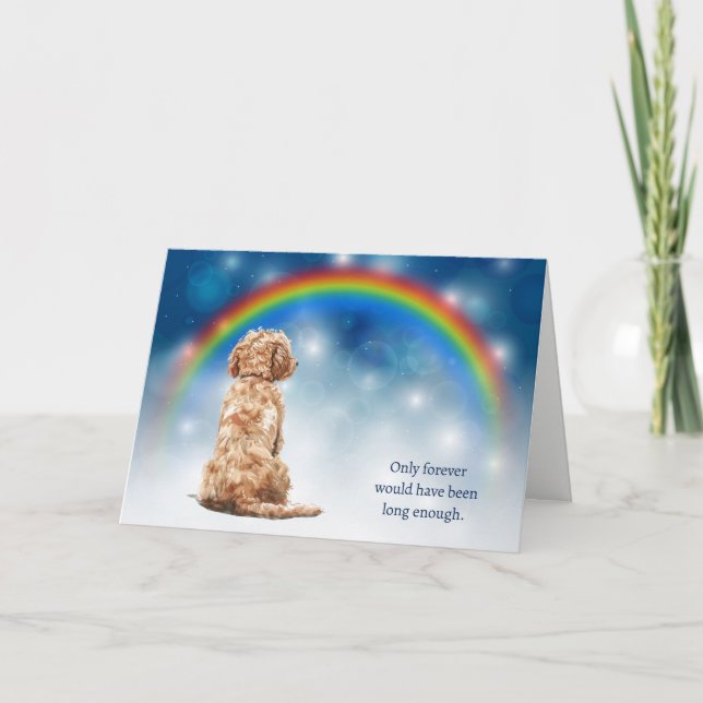 Goldendoodle Dog Night Lights Sympathy Holiday Card (Front)