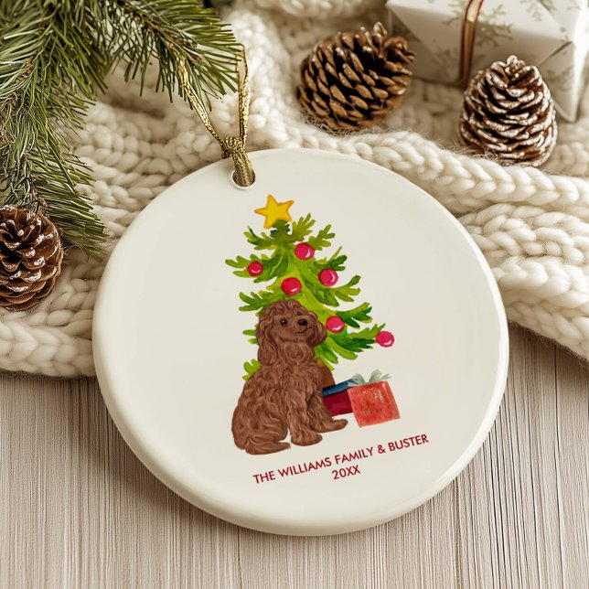 Goldendoodle Dog Personalised Christmas Ceramic Tree Decoration (Creator Uploaded)
