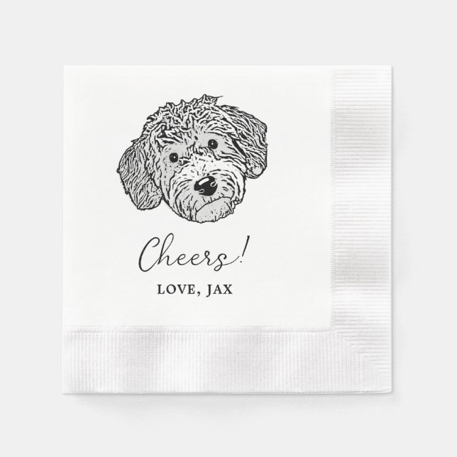 Goldendoodle Dog Personalised Drinks on Me Napkins (Front)