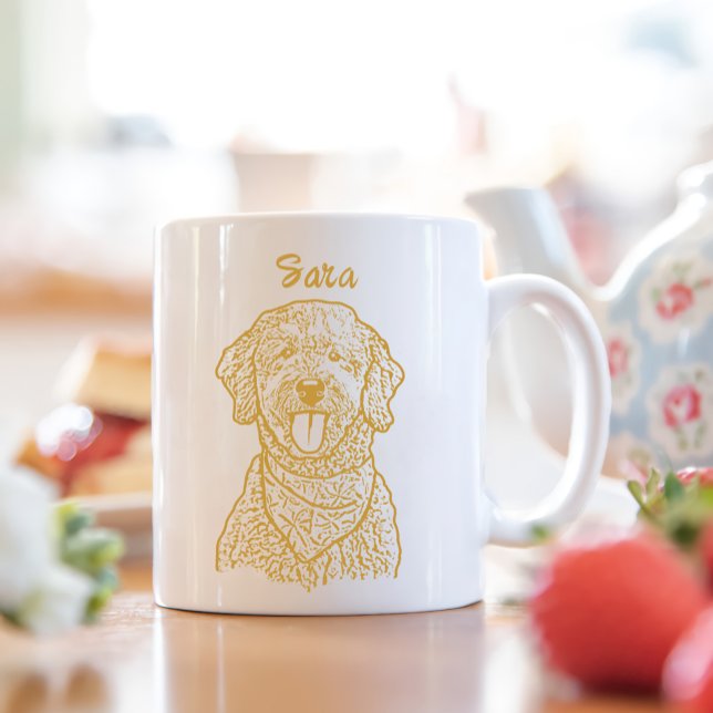 Goldendoodle Dog Personalised Hand Drawing Coffee Mug (Creator Uploaded)