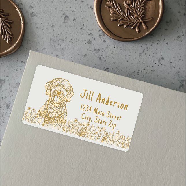 Goldendoodle Dog Personalised Hand Drawing Label (Creator Uploaded)