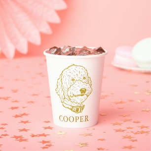 Goldendoodle Dog Personalised Hand Drawing  Paper Cups