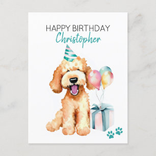 Goldendoodle Dog Personalised Happy Birthday Postcard