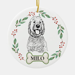 Goldendoodle Dog Personalized Hand Drawing Cer Ceramic Tree Decoration