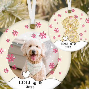 Goldendoodle Dog Personalized Hand Drawing Ceramic Tree Decoration