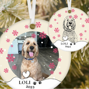 Goldendoodle Dog Personalized Hand Drawing Ceramic Tree Decoration