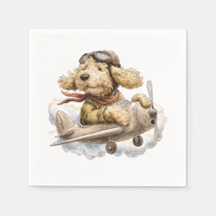 Goldendoodle Dog Pilot Airplane Napkin