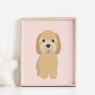 GoldenDoodle Dog Pink Nursery & Kids Decor Poster