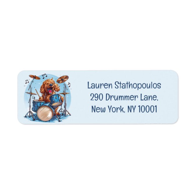 Goldendoodle Dog Playing Drums (Front)