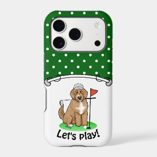Goldendoodle Dog Playing Golf (red whmk2) Cute Fun