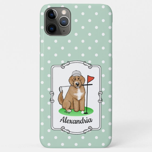 Goldendoodle Dog Playing Golf (red whmk2) Cute Fun Case-Mate iPhone Case (Back)