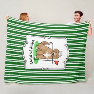 Goldendoodle Dog Playing Golf (red whmk2) Cute Fun Fleece Blanket