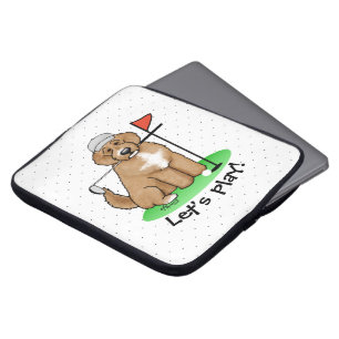 Goldendoodle Dog Playing Golf (red whmk2) Cute Fun Laptop Sleeve