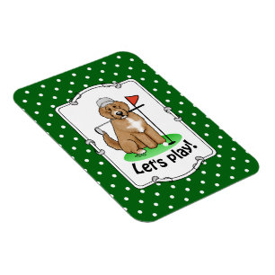 Goldendoodle Dog Playing Golf (red whmk2) Cute Fun Magnet