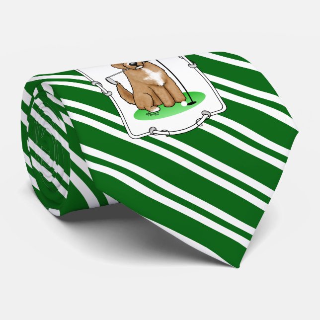 Goldendoodle Dog Playing Golf (red whmk2) Cute Fun Tie (Rolled)