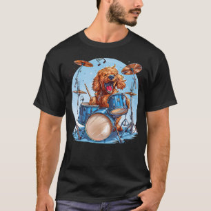 Goldendoodle Dog Playing The Drums Musician Dog Ro T-Shirt