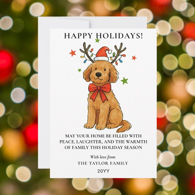 Goldendoodle Dog Reindeer Antlers Puppy Christmas Holiday Card (Goldendoodle Dog Reindeer Antlers Puppy Christmas Holiday Card
)