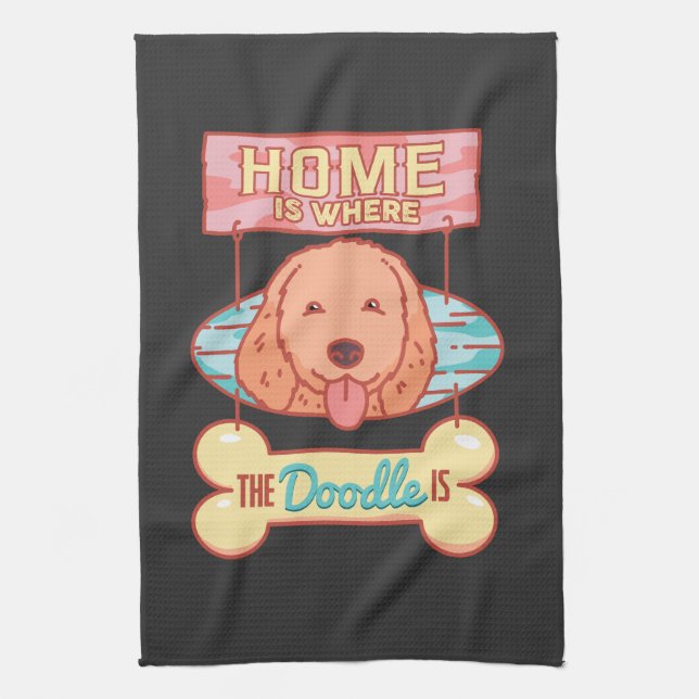 Goldendoodle Dog Tea Towel (Vertical)