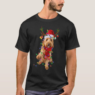 Goldendoodle Dog Tree Christmas Lights Pajama T-Shirt