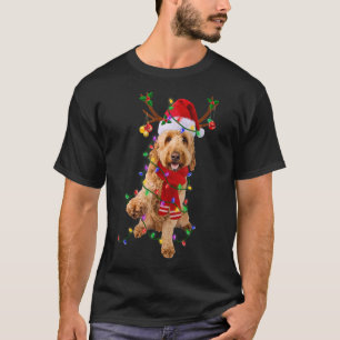 Goldendoodle Dog Tree Christmas Lights Pajama T-Shirt