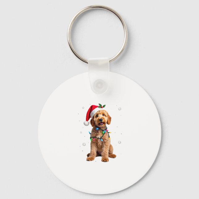 Goldendoodle Dog Tree Christmas Sweater Xmas Pet D Key Ring (Front)