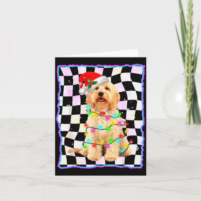 Goldendoodle Dog Tree Christmas Xmas Pet Dogs Gift Card (Front)