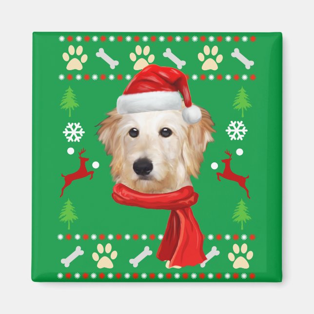 Goldendoodle Dog Ugly Christmas Magnet (Front)