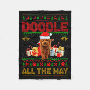 Goldendoodle Dog Ugly Christmas Sweaters Pet Dog L Fleece Blanket