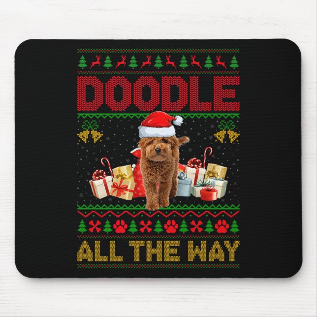 Goldendoodle Dog Ugly Christmas Sweaters Pet Dog L Mouse Mat (Front)