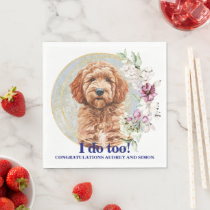 Goldendoodle Dog Wedding Napkins with Dog Photo