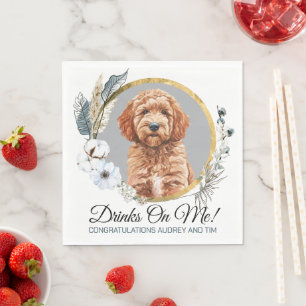 Goldendoodle Dog Wedding Napkins with Dog Photo