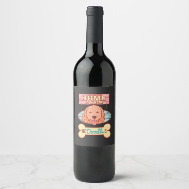 Goldendoodle Dog Wine Label (Front)