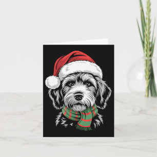 Goldendoodle Dog Xmas Santa Hat Scarf Christmas Co Card