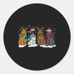 Goldendoodle Dogs Christmas Lights Golden Doodle D Classic Round Sticker